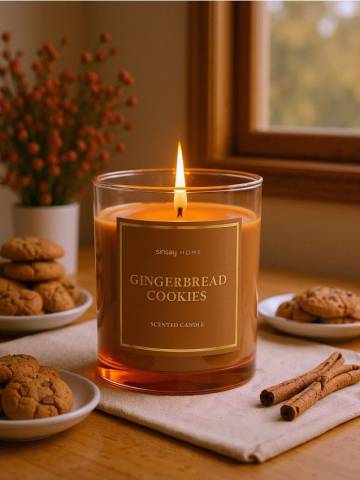 Ароматична свічка зі святковим мотивом Gingerbread Cookies - бежевий Ароматична свічка зі святковим мотивом Gingerbread Cookies - бежевий