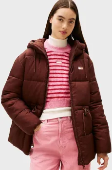 Женская коричневая куртка HOODED Коричневый XS Tommy Jeans DW0DW21626