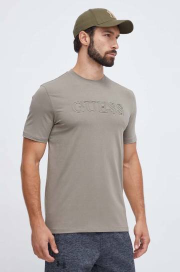 Футболка Guess мужской цвет зелёный с аппликацией Футболка Guess мужской цвет зелёный с аппликацией