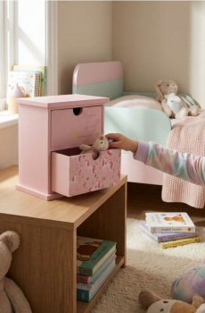 Органайзер з шухлядами і мотивом єдинорога - пастельний рожевий