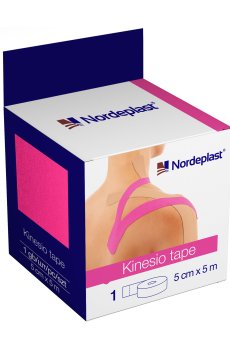 Кинезио тейп медицинский пластырь Nordeplast  Kinesio Tape розовый, 5 см*5 м