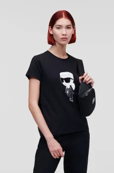 Женская черная футболка IKONIK 2.0 Черный XS Karl Lagerfeld 230W1700