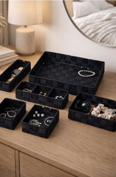 Набір органайзерів з плетеним візерунком 6 pack - чорний