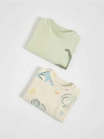 Reserved - Бавовняна кофта з довгим рукавом, набір з 2 - нюдовий - 571BF-02X