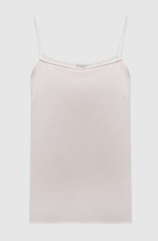 Белый топ из шелка с цепочкой мониль