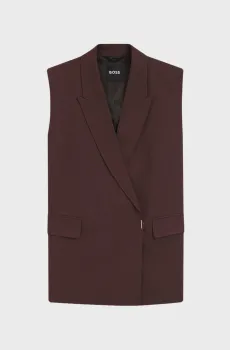 Женский темно-коричневый льняной жилет Коричневый 40 BOSS 50557435;206