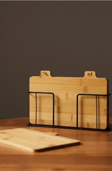 Набір обробних дощок із металевою підставкою 4 pack - чорний