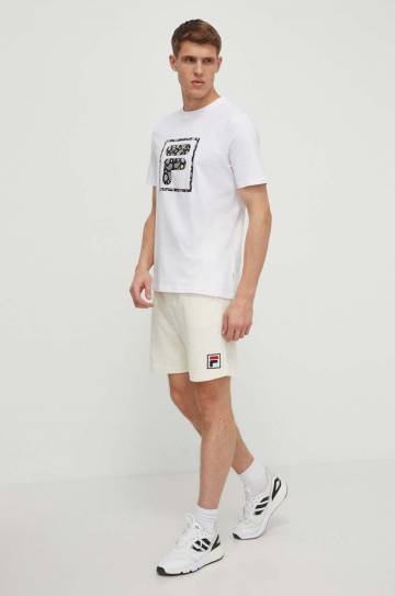 Хлопковые шорты Fila цвет бежевый Хлопковые шорты Fila цвет бежевый