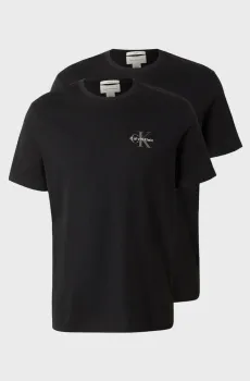 Мужская черная футболка (2 шт) CLASSIC MICRO MONOLOGO Черный XL Calvin Klein Jeans LV04RF279G