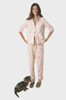 Женская персиковая пижама в полоску (рубашка, брюки) Оранжевый XS womensecret 3593007