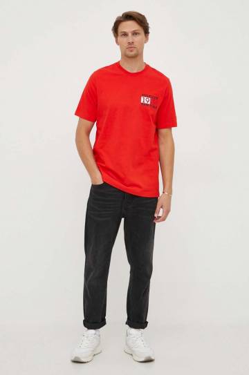 Хлопковая футболка Tommy Hilfiger цвет оранжевый с принтом Хлопковая футболка Tommy Hilfiger цвет оранжевый с принтом