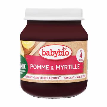 Органическое пюре Babybio из яблока и черники, 130 г Органическое пюре Babybio из яблока и черники, 130 г