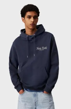 Мужское темно-синее худи NEW YORK SCRIPT Синий XL Calvin Klein Jeans J30J326876