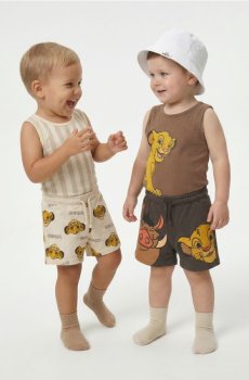 Бавовняне боді з принтом 2 pack Lion King - темно коричневий