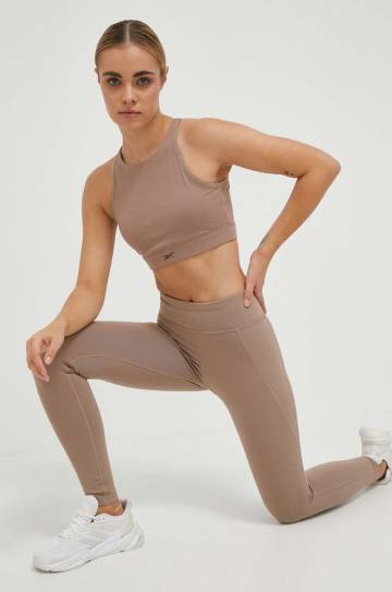 Бюстгальтер для йоги Reebok Long Line цвет бежевый однотонный Бюстгальтер для йоги Reebok Long Line цвет бежевый однотонный
