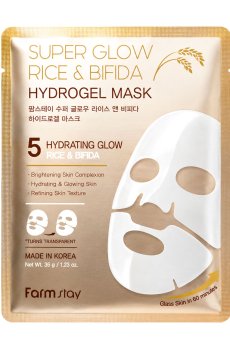 Гидрогелевая маска для лица FarmStay Super Glow Rice & Bifida Hydrogel Mask с рисом и бифидой, 34 г