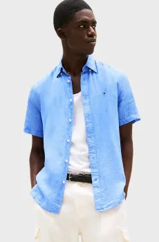 Мужская голубая льняная рубашка PIGMENT DYED Голубой XL Tommy Hilfiger MW0MW35207