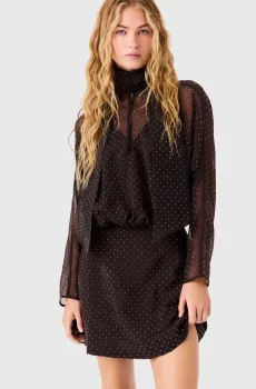 Женское темно-коричневое платье в горошек Коричневый 36 MAJE MFPRO05087_Dark brown
