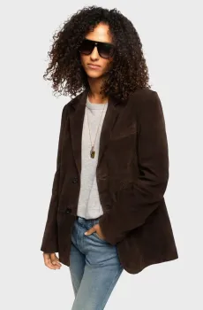 Женский темно-коричневый замшевый жакет Vanille Коричневый 38 ZADIG&VOLTAIRE RWBL01091_DARK CHOCOLATE