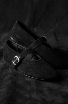Шкіряні балетки з регульованим ремінцем - чорний