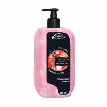 Гель для душа ENERGY of Vitamins Shower Gel Rose Prosecco с шиммером, 500 мл Гель для душа ENERGY of Vitamins Shower Gel Rose Prosecco с шиммером, 500 мл