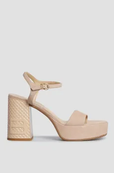 Женские бежевые замшевые босоножки Бежевый 37.5 Baldinini D3E192P0CAMO;7890