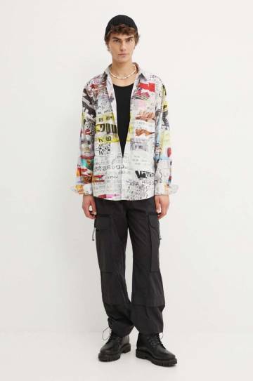 Хлопковая рубашка Desigual AMAURY мужская цвет серый relaxed классический воротник 24WMCW11 Хлопковая рубашка Desigual AMAURY мужская цвет серый relaxed классический воротник 24WMCW11