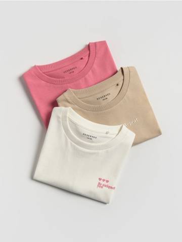 Reserved - Бавовняна футболка, набір з 3 - різнобарвний - 485FT-MLC