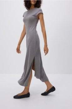 Reserved - Сукня з тканини з додаванням модалу - темно-сірий - 932GA-90X