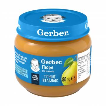 Детское фруктовое пюре Gerber Груши Вильямс, с 6 месяцев, 80 г Детское фруктовое пюре Gerber Груши Вильямс, с 6 месяцев, 80 г