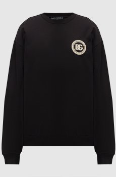 Черный свитшот с нашивкой монограммы логотипа DG