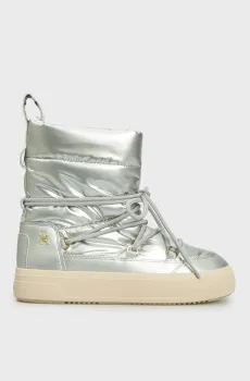 Женские серебристые дутики LACE-UP METALLIC SNOWBOOT Серебряный 37 Tommy Hilfiger FW0FW08442