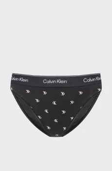Женские черные трусики с узором HIGH LEG TANGA Черный M Calvin Klein LV00QF8524