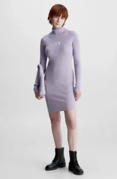 Женское сиреневое платье BADGE ROLL NECK Сиреневый M Calvin Klein Jeans J20J221690
