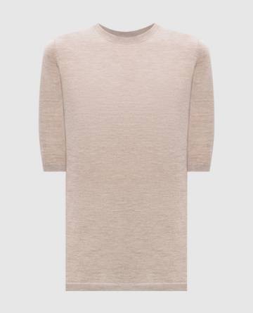 Бежевый топ из кашемира и шелка