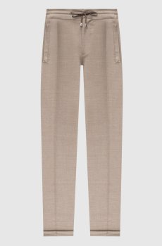Бежевые зауженные брюки из шерсти и кашемира