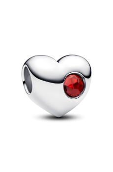 Намистина "Серце з червоним каменем" для гравіювання