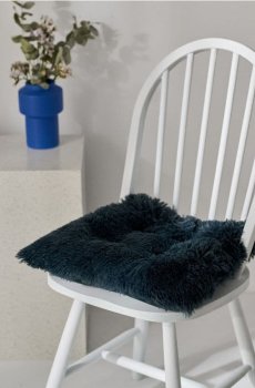 Подушка на стілець із штучного хутра - темно-сірий
