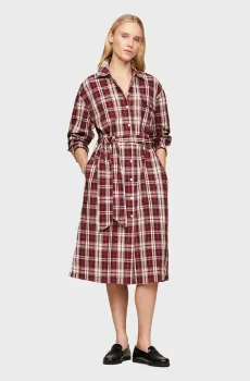 Женское платье в клетку TARTAN CO MIDI SHIRT DRESS Разноцветный M Tommy Hilfiger WW0WW40361