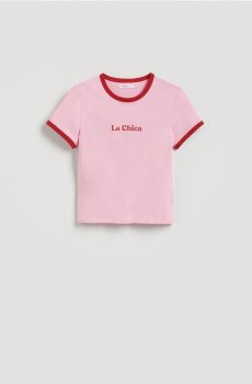 Reserved - Футболка з принтом - рожевий - 413HT-30X