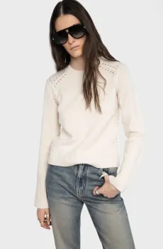 Женский белый шерстяной джемпер Nalty Белый M ZADIG&VOLTAIRE KWSW02830_ECRU