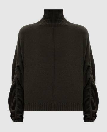 Зеленый свитер из шерсти и кашемира с драпировкой