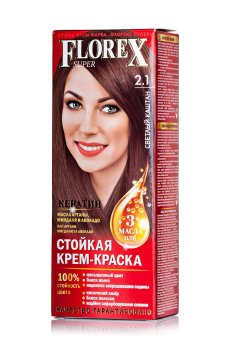 Стойкая крем-краска для волос Florex Super 2.1 Светлый каштан, 100 мл