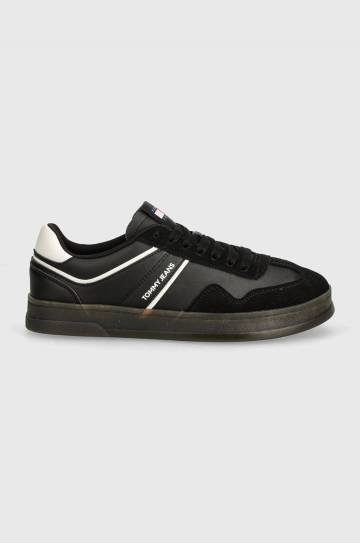 Кроссовки Tommy Jeans TJM LEATHER RETRO CUPSOLE цвет чёрный EM0EM01414 Кроссовки Tommy Jeans TJM LEATHER RETRO CUPSOLE цвет чёрный EM0EM01414
