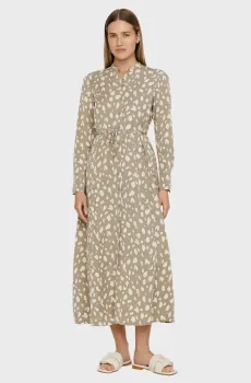 Женское бежевое платье с узором Бежевый XS PRPY PWDREZORUA030
