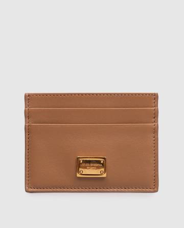 Коричневый кожаный картхолдер с логотипом