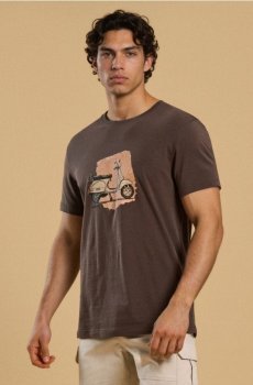 Бавовняна футболка з принтом скутера - лаймовий