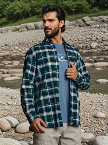 Сорочка з довгим рукавом - синьо-зелений Сорочка з довгим рукавом - синьо-зелений