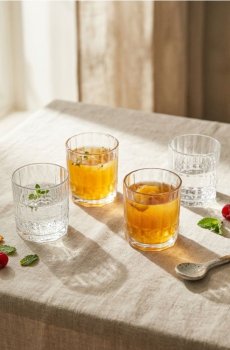 Набір склянок з рельєфним візерунком 4 pack - clear