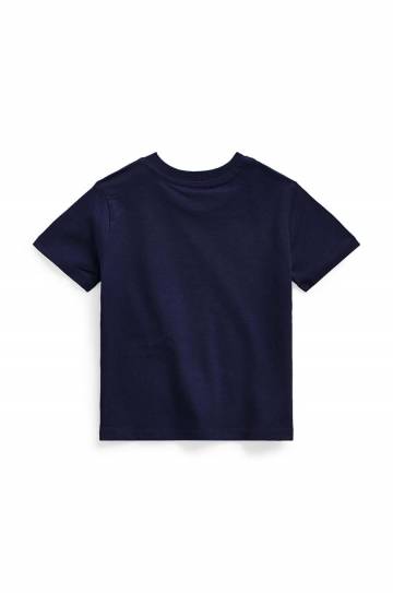 Детская хлопковая футболка Polo Ralph Lauren цвет синий однотонная 320832904035 Детская хлопковая футболка Polo Ralph Lauren цвет синий однотонная 320832904035
